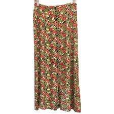 90s Casual Corner Floral Maxi Skirt Tropical Grunge Boho Coastal, Hawaiin,Floral
