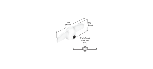 Manija de ventana de manivela en T blanca CRL H3714 con tamaño de ranura de 5/16" - Imagen 4 de 4
