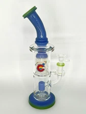 11" GLASSLAB 303 DOUBLE TREE PERC RIG BONG PIPE 14MM BOWL THICK GLASS-FREE GIFTS