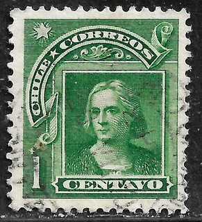 HICK GIRL USED CHILE STAMP SC#68 1905 COLUMBUS ISSUE L347