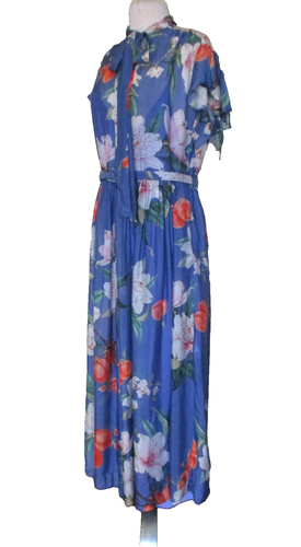 Leo Lin Grace Flutter Sleeve Midi Dress Size 12 US Women Lavish Print Moonlight - Picture 4 of 11