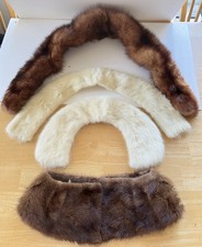 LOT OF 4 Vintage 1940s 50s Cream  Brown Genuine MINK Fur Collars 17  -37  each 