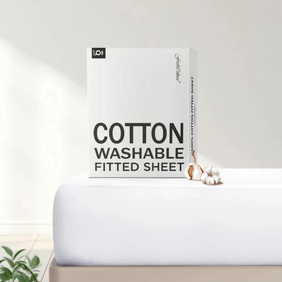 FRESHCULTURE 100% Cotton Fitted Sheets Queen Size, 300 Thread Count Percale Sheets for Que...