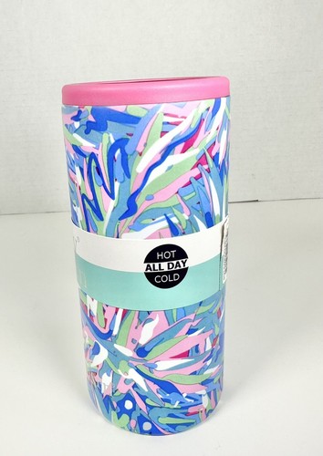 NEW Simply Southern Pink Blue Tropical Print 12oz SLIM Can Cooler Hot or Cold - Picture 2 of 9