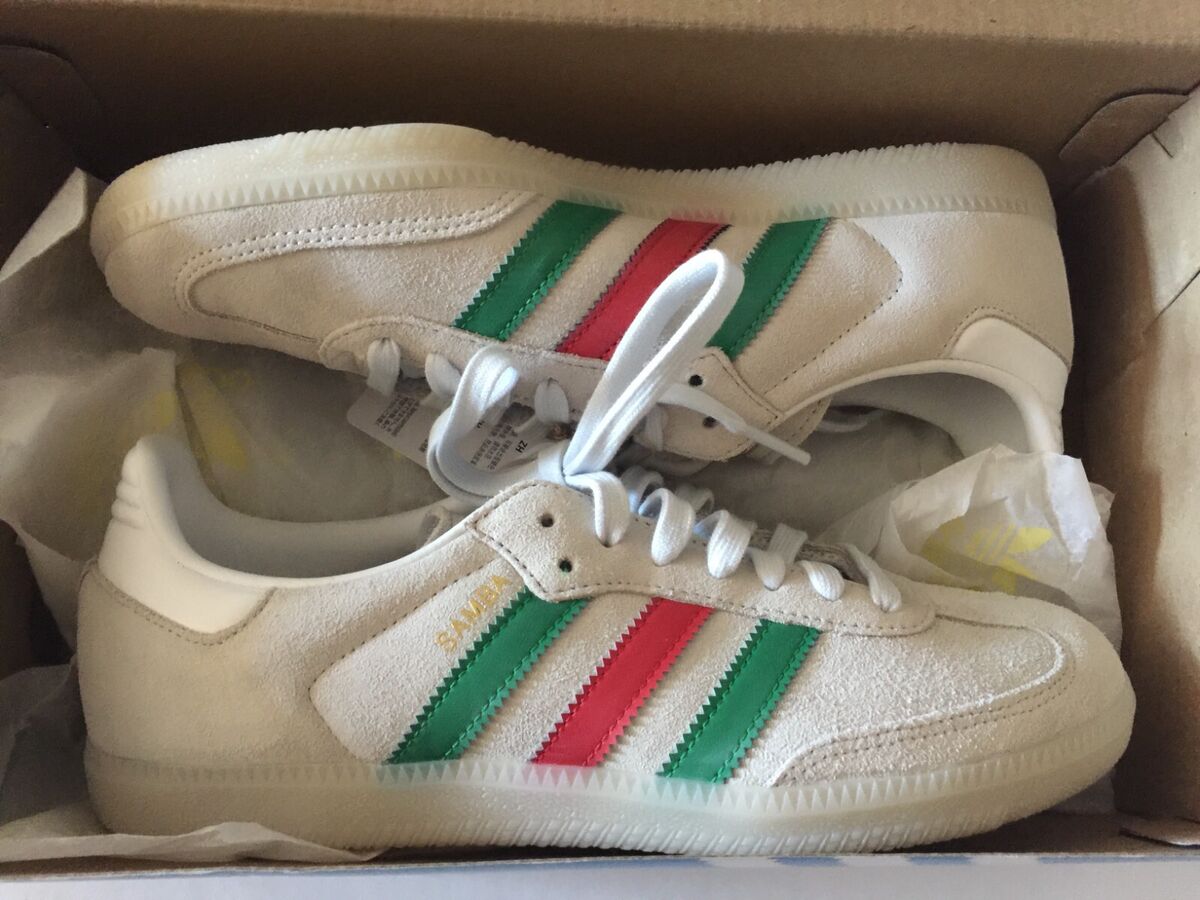 Adidas Original Samba OG Suede (Crystal White Green Scarlet Adidas Original Samba OG Suede (Crystal White Green Scarlet