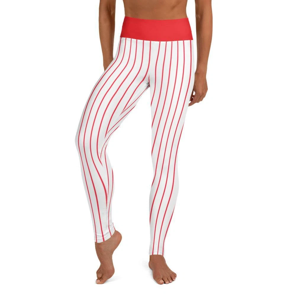 Red Philadelphia Baseball Pinstripe Baseball Look - Yoga Pants