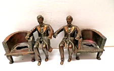 4 Separate Bronze Pieces of Abaham Lincoln and Chair Bookends by Dodge Inc.