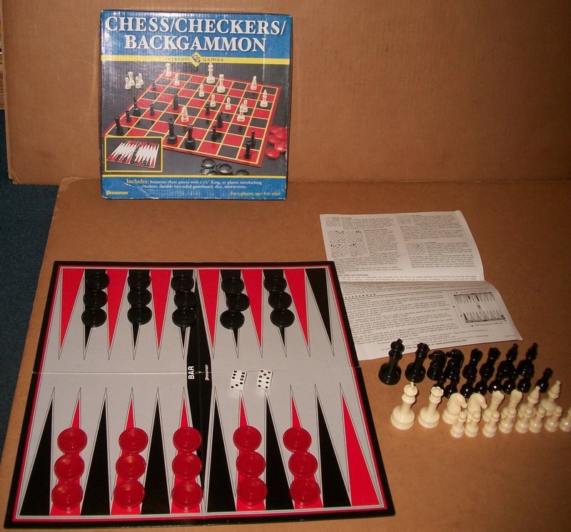 Pressman Chess #1907 complete genuine box manual Backgammon Checkers complete NM
