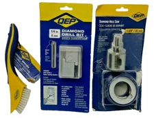 Mix Lot QEP 1 3/8 Diamond Hole Saw bit, 1/4 Diamond Hole Saw Bit, Grout Brush