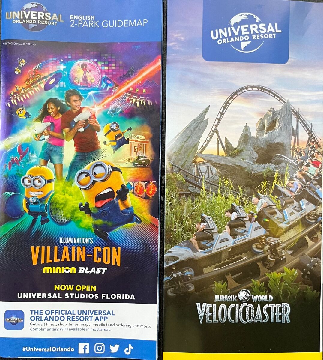 NEW Collectible 2023 Universal Orlando resort 2 Park Guide Map