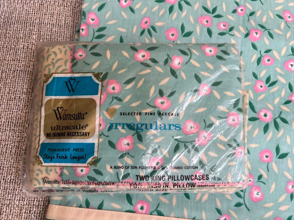 Sábana plana doble floral Wamsutta vintage y 2 fundas de almohada king confección Foto 2 de 4