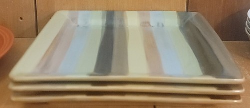 Tabletops Gallery YORK Dinner plate set of 3, 10 1/2", Striped, Excellent - Picture 2 of 10