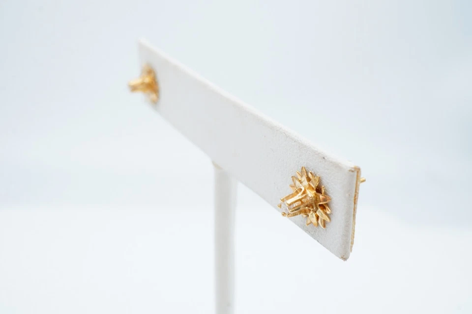 14k Yellow Gold White Sapphire Earrings - Image 4 of 4