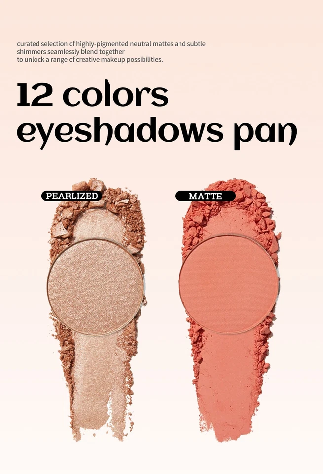 New 12 Color Matte Eyeshadow Pallet Long Lasting Pearly Eyeshadow Blush Palette - Image 3 of 4