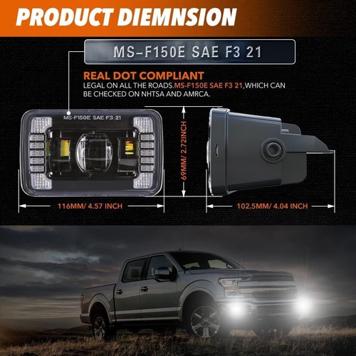 LED Fog Lights with DRL For Ford F150 2015 2016 2017 2018 2019 2020 Accessories - Picture 7 of 10