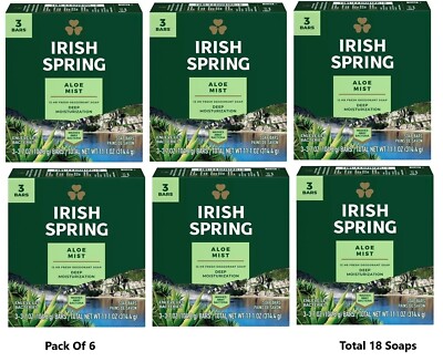 6 X Irish Spring Deo Seife - Aloe Nebel (Total 18 Seifen)