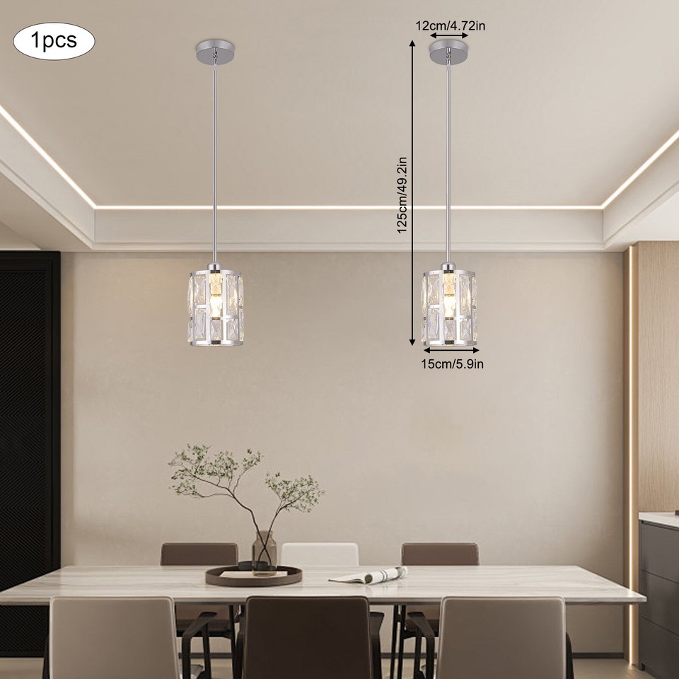 Ceilingmounted Modern Crystal Pendant Light Fixture Silver Adjustable