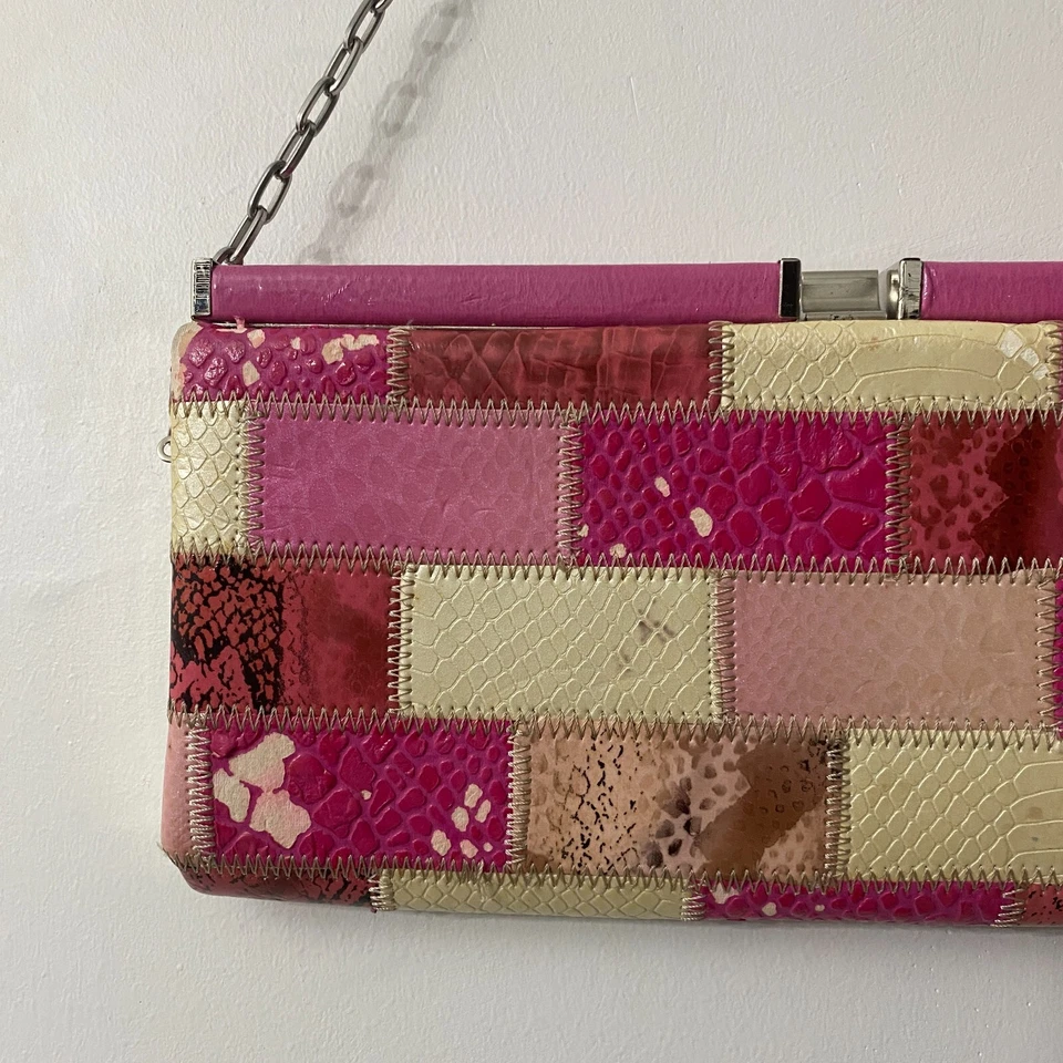 Bolso sin asas vintage Y2K retazos PInk Bimbo cocodrilo piel de serpiente McBling Foto 2 de 4