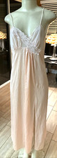 Vintage Nightgown By Val Mode Pink w/Side Slit Sheer Bust Sz M 6b
