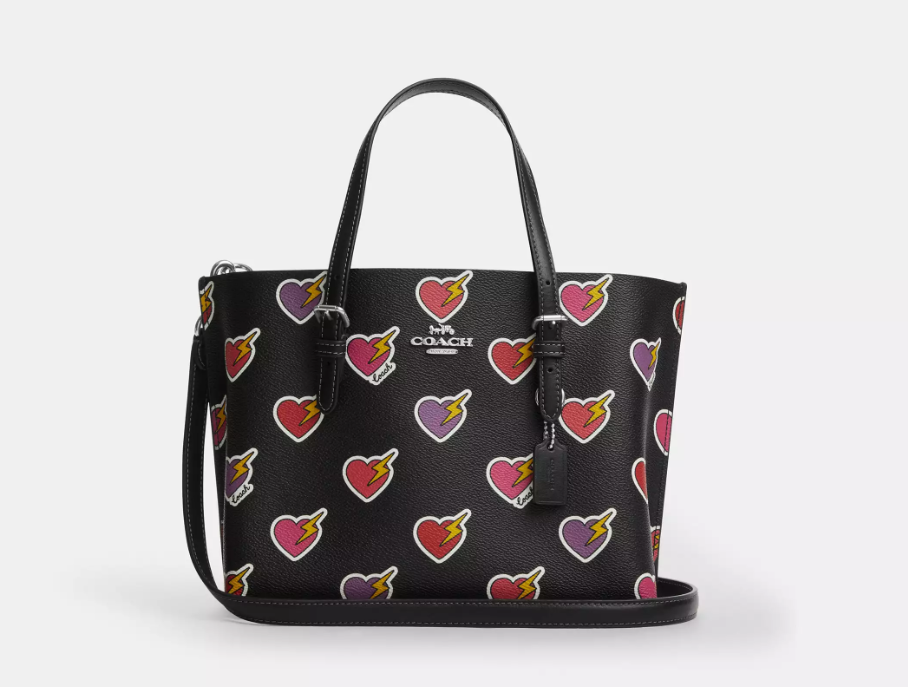 Coach Mollie Tote Bag 25 In Signature Canvas With Heart Bolt