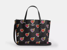 Coach Mollie Tote Bag 25 In Signature Canvas With Heart Bolt Print New  378
