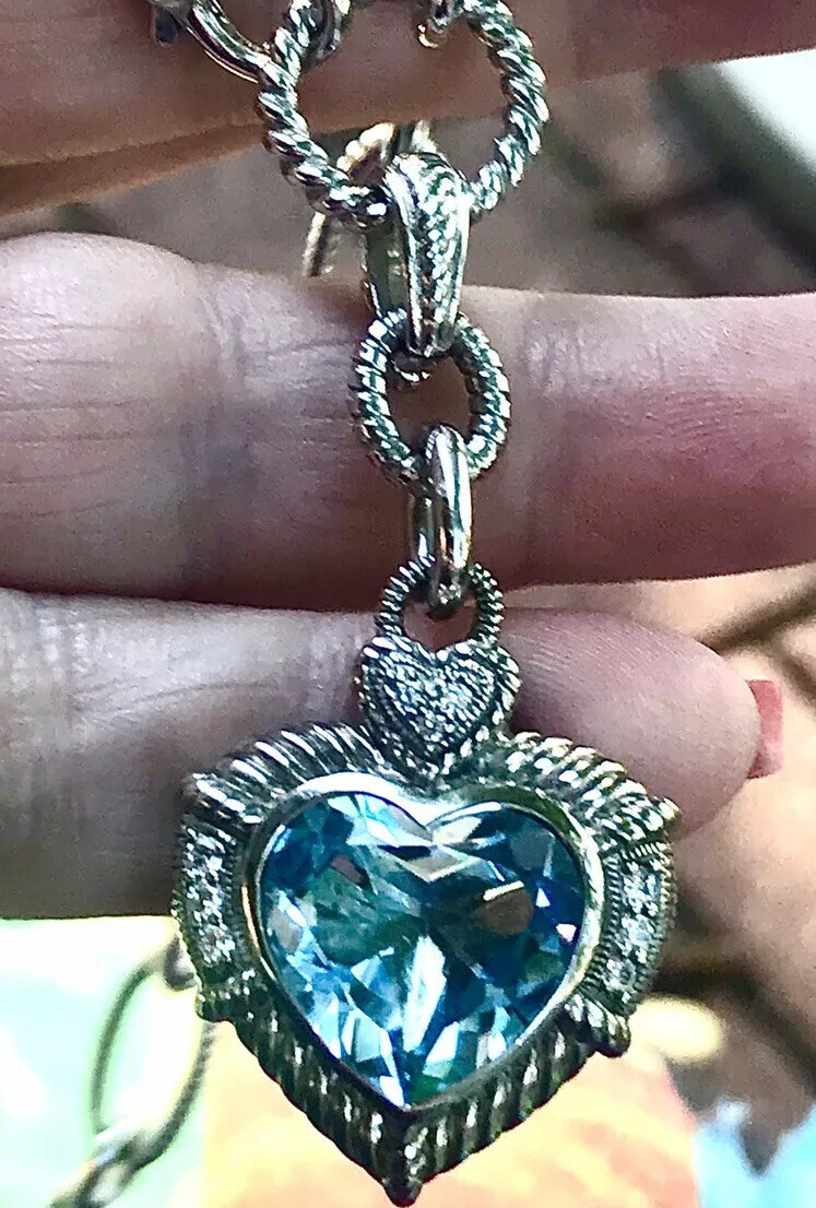 💙 JUDITH RIPKA 7 Ct HEART ENHANCER STERLING NECKLACE 18