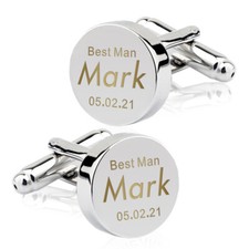 Personalised Engarved Cufflinks Wedding Favours for Best Man Groomsman Usher Dad