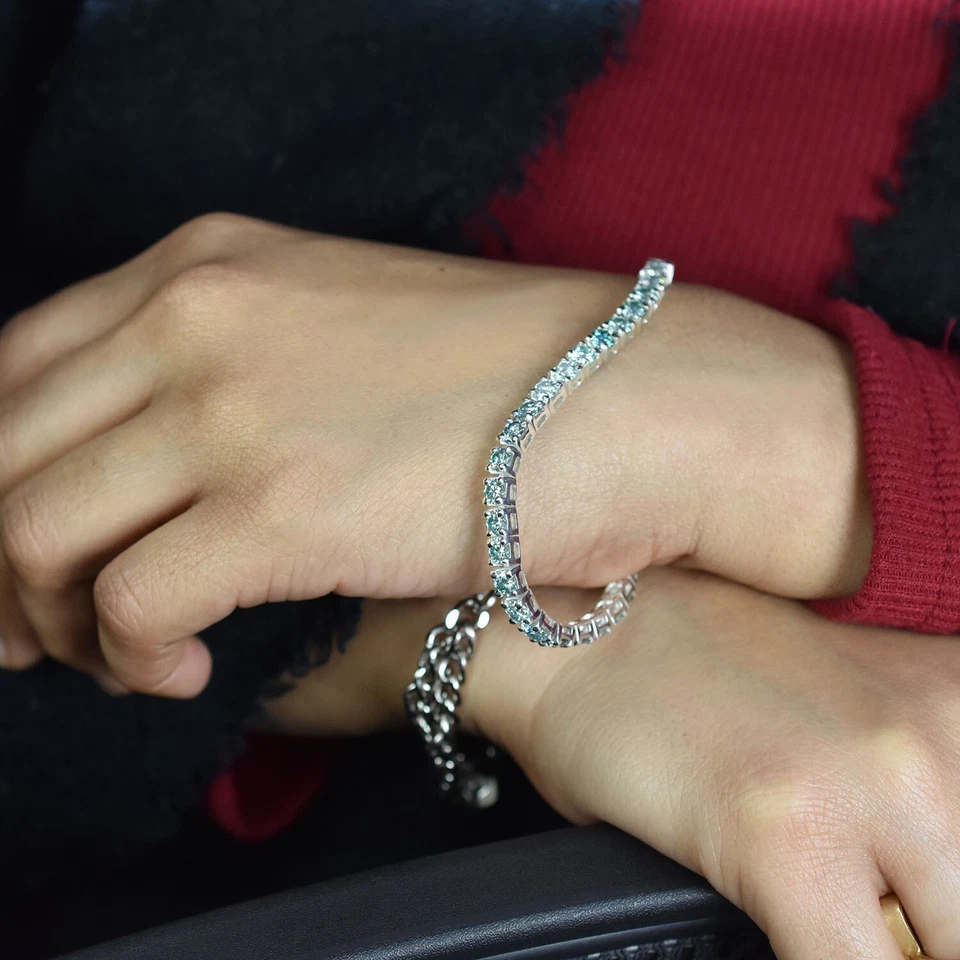 TCW 44.40ct 4mm White Diamond Tennis Bracelet & Necklace Set! FREE Diamond studs - image 4 of 4