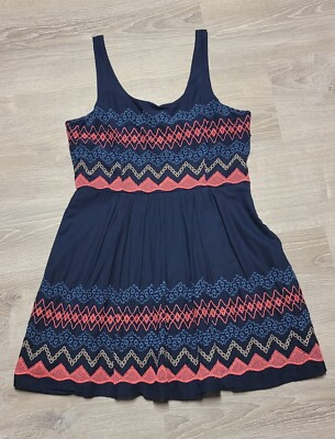HeartSoul Women's Blue Embroidered Sleeveless Shift Mini Dress Size XL