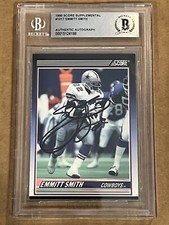 EMMITT SMITH AUTO SIGNED 1990 SCORE SUPPLEMENTAL RC ROOKIE NM-MT BECKETT