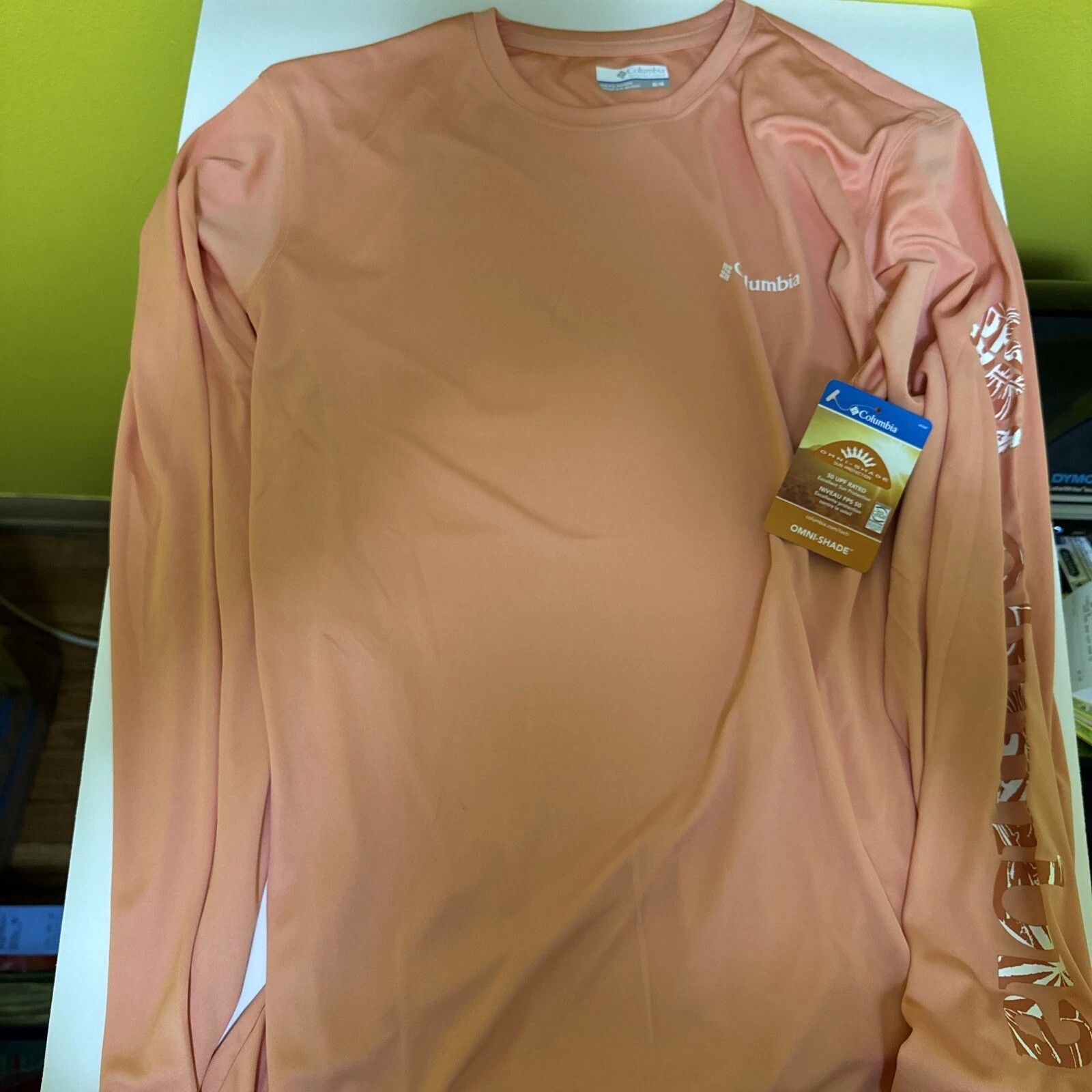 Columbia Omni-Shade UPF 50 Rapid Creek Long Sleeve Medium-coral Colored NWT