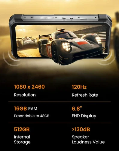 Oukitel WP100 Titan 5G 6.8"120Hz 16/512GB DLP Projector 33000mAh Rugged ByFedEx - Picture 7 of 9