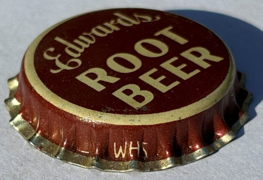 EDWARDS ROOT BEER SODA BOTTLE CAP; CLEVELAND, OHIO; UNUSED CORKLINED