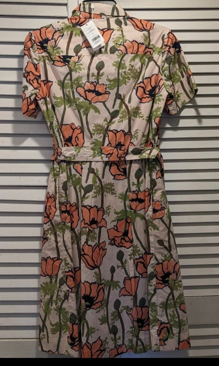 Abito a camicia poplin Tory Burch abito abito camicia rosa papaveri fioritura