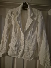 John By John Richmond White Linen Jacket Size 10 Womens Fully Lined