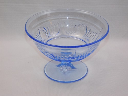 Vtg PADEN CITY Maya Blue Glass Footed Bowl Compote Dish 4.25" Tall - Picture 2 of 6