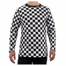 Adult Men's RAD 80's Long Sleeve PUNK Checkered Shirt Black White S M L XL 2XL