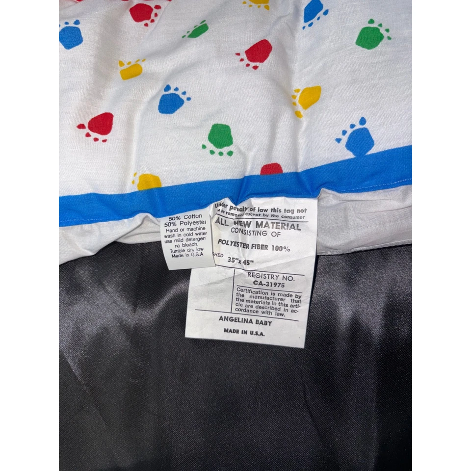 Juego de cama de bebé dinosaurio vintage de los 90 - manta y almohada NOS Foto 4 de 4