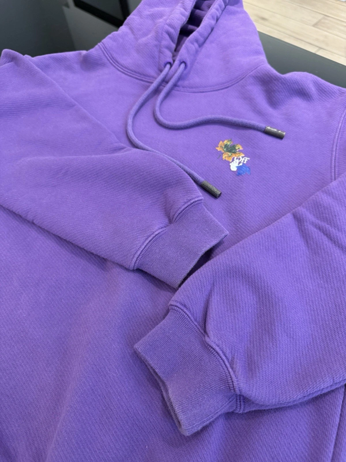 OFF WHITE Felpa con cappuccio Off White Leaves Arrows in cotone viola unisex taglia L