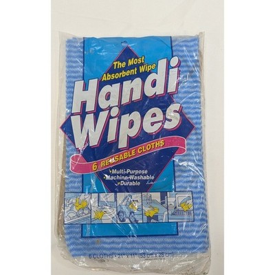 Vintage 1995 Colgate's Handi Wipes Blue All Purpose Cloths - 6 Cloths - 1 Pkg