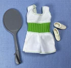 Vintage 1975 Barbie Free Moving PJ 7281 White Green Jumpsuit Racket & Shoes VGUC