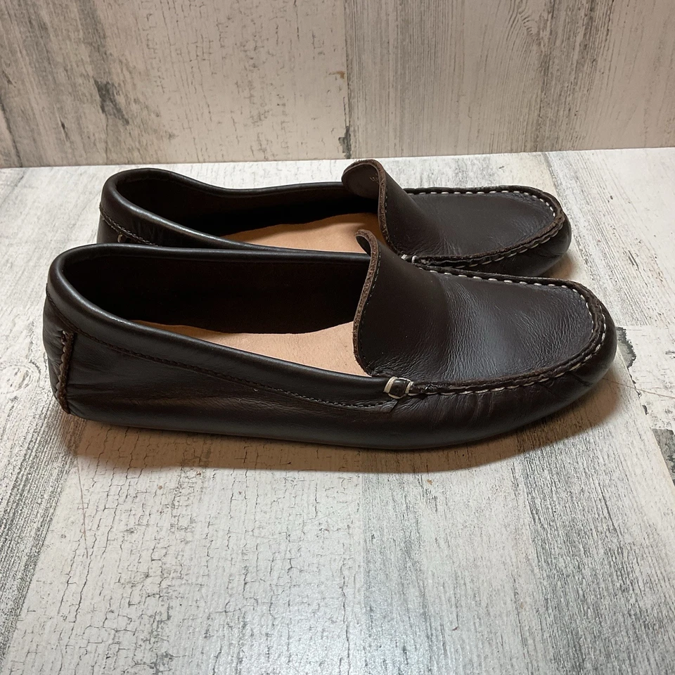 J. Mocasines Crewcuts de cuero marrón oscuro Crew para niños talla 13 Foto 4 de 4