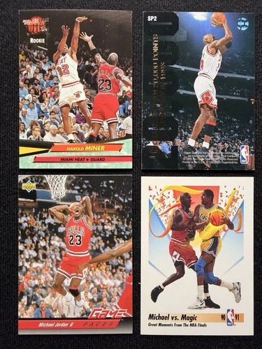 1991-93 Fleer Michael Jordan 4 card lot #sp2 , Game Face, Magic Vs Jordan MT/NM