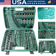 216Pcs Mechanics Tool Set 1/4" 3/8" 1/2" Socket Wrench Set Repair Tool Kit &Case