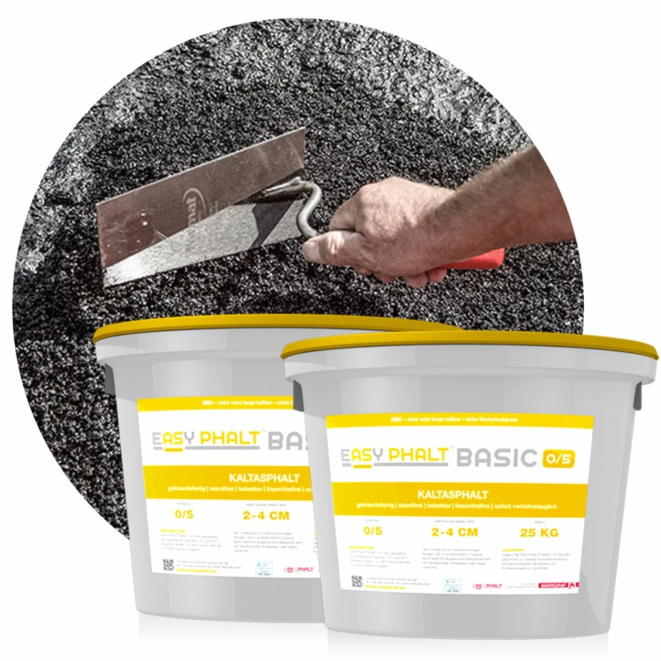 100 kg Kaltasphalt 0-5 mm EASYPHALT BASIC Reparaturasphalt Asphalt Kaltmischgut