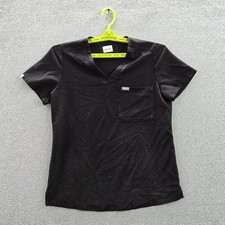 FIGS Women Scrub Top S Black Catarina Pocket PO 34777 Short Sleeve Catarina