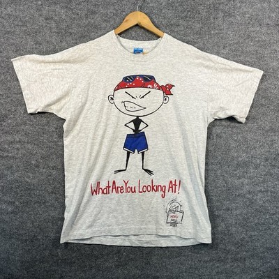 VTG Freeze New York Single Stitch T Shirt XL Comic Print 90s Stick Figure Funny