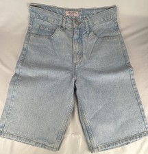 Vtg 90s Guess Light Denim High Waist Bermuda Shorts Womens Sz 31 Long Stone Wash