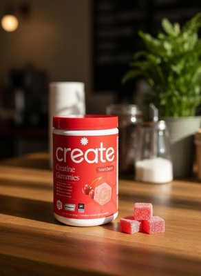 Create Creatine Gummies Sour Cherry 90 Count Creapure NSF Certified Sport New