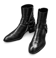 New Handmade Ankle Side Zipper Black Original Leather Office Dress Boots For Men